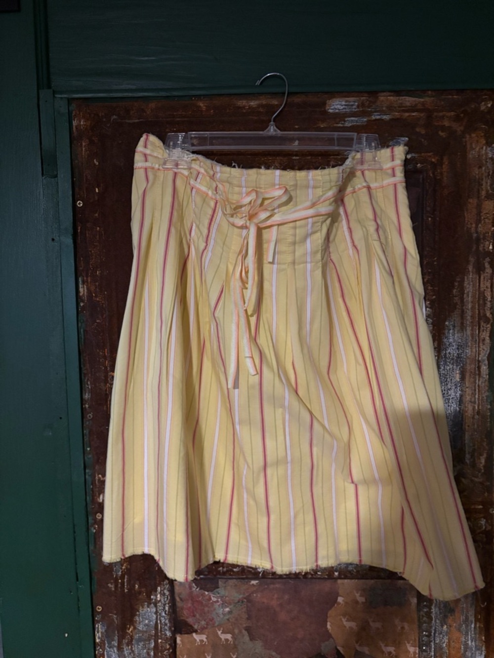 Old Navy Yellow Striped Circle Skirt with Tie Waist